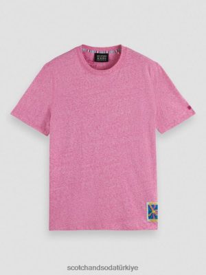 Scotch & Soda Türkiye | Scotch & Soda Melange Yama Tişört erkekler F4B4N371 Cerise Melange