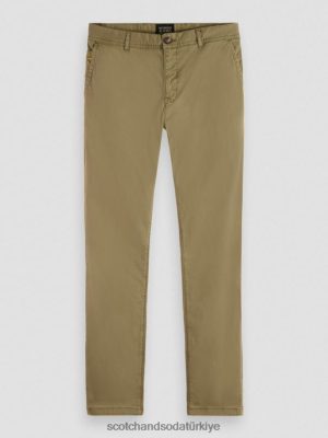 Scotch & Soda Türkiye | Scotch & Soda Mott giysi boyalı süper-sim fit chino erkekler F4B4N497 haki