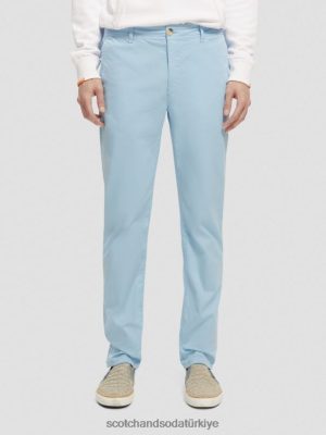 Scotch & Soda Türkiye | Scotch & Soda Mott giysi boyalı süper-sim fit chino erkekler F4B4N498 deniz mavisi