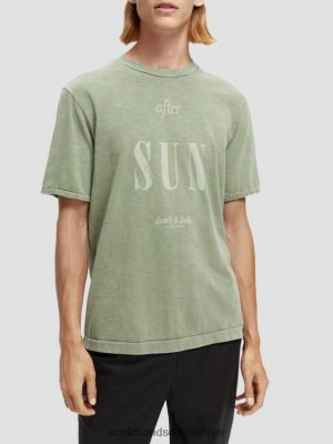 Scotch & Soda Türkiye | Scotch & Soda Organik Jersey Artwork T-Shirt erkekler F4B4N365 haki