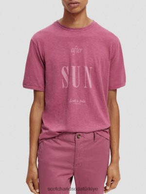 Scotch & Soda Türkiye | Scotch & Soda Organik Jersey Artwork T-Shirt erkekler F4B4N367 Dahlia