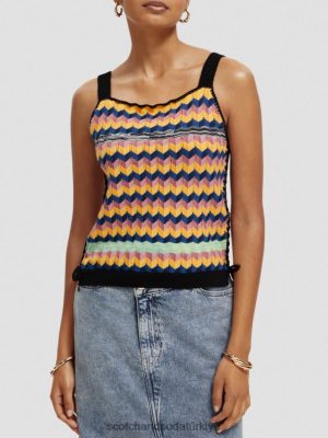Scotch & Soda Türkiye | Scotch & Soda Organik pamuk örgü tank üstü kadınlar F4B4N125 çok şeritli