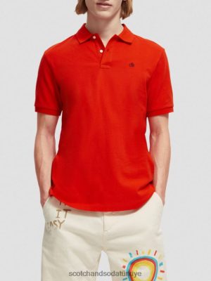 Scotch & Soda Türkiye | Scotch & Soda Organik pamuklu pike polo erkekler F4B4N463 biber kırmızısı