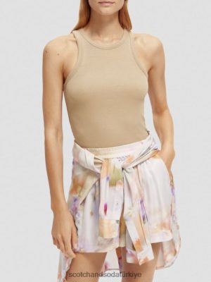 Scotch & Soda Türkiye | Scotch & Soda Organik pamuklu racerback tank üstü kadınlar F4B4N87 haki