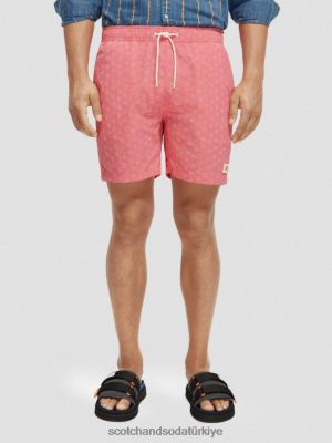 Scotch & Soda Türkiye | Scotch & Soda Orta uzunlukta baskılı yüzme kısa erkekler F4B4N671 Flamingo balmumu yaprağı aop