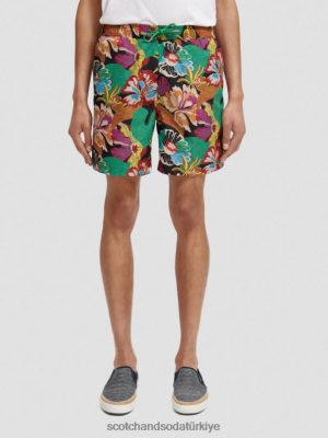 Scotch & Soda Türkiye | Scotch & Soda Orta uzunlukta baskılı yüzme kısa erkekler F4B4N673 Siyah Çiçek Aop