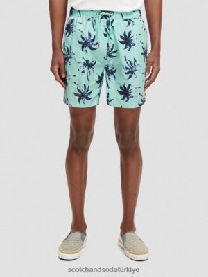 Scotch & Soda Türkiye | Scotch & Soda Orta uzunlukta baskılı yüzme kısa erkekler F4B4N675 nane balmumu yaprağı aop