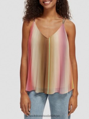 Scotch & Soda Türkiye | Scotch & Soda Pileli V yakalı tank üstü kadınlar F4B4N116 gökkuşağı ombre