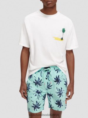 Scotch & Soda Türkiye | Scotch & Soda Rahat Fit Artwork T-Shirt erkekler F4B4N420 beyaz