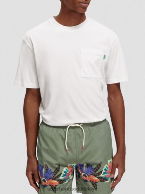 Scotch & Soda Türkiye | Scotch & Soda Rahat Fit Artwork T-Shirt erkekler F4B4N422 beyaz