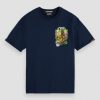 Scotch & Soda Türkiye | Scotch & Soda Rahat Fit Artwork T-Shirt erkekler F4B4N457 donanma