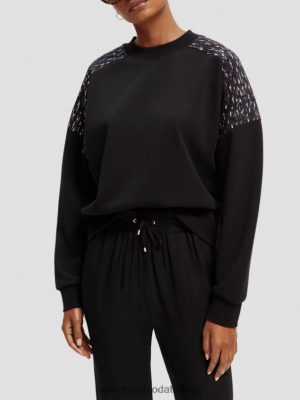 Scotch & Soda Türkiye | Scotch & Soda Rahat Fit Kapitone Panel Sweatshirt kadınlar F4B4N210 siyah