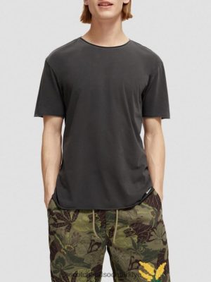 Scotch & Soda Türkiye | Scotch & Soda Rahat Fit Raw Edge T-Shirt erkekler F4B4N384 siyah
