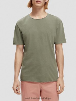 Scotch & Soda Türkiye | Scotch & Soda Rahat Fit Raw Edge T-Shirt erkekler F4B4N385 ordu