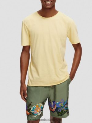 Scotch & Soda Türkiye | Scotch & Soda Rahat Fit Raw Edge T-Shirt erkekler F4B4N386 muz