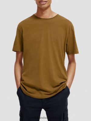 Scotch & Soda Türkiye | Scotch & Soda Rahat Fit çiğ kenarı organik pamuklu tişört erkekler F4B4N452 haki