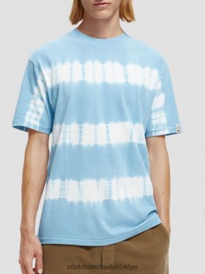 Scotch & Soda Türkiye | Scotch & Soda Rahat Uygun Organik Boya T-Shirt erkekler F4B4N388 gökyüzü