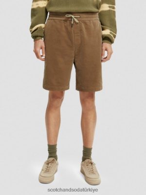 Scotch & Soda Türkiye | Scotch & Soda Rahat Uygun kadife organik pamuk şort erkekler F4B4N594 haki
