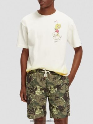 Scotch & Soda Türkiye | Scotch & Soda Rahat uyum dip boyalı sanat eserleri tişört erkekler F4B4N418 beyaz