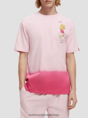 Scotch & Soda Türkiye | Scotch & Soda Rahat uyum dip boyalı sanat eserleri tişört erkekler F4B4N419 taş pembe