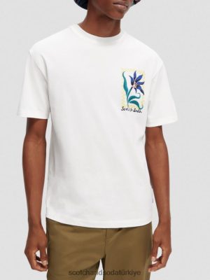 Scotch & Soda Türkiye | Scotch & Soda Rahat uyum organik pamuklu sanat eserleri tişört erkekler F4B4N417 beyaz