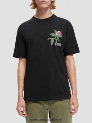 Scotch & Soda Türkiye | Scotch & Soda Rahat uyum organik sanat eseri tişört erkekler F4B4N362 siyah