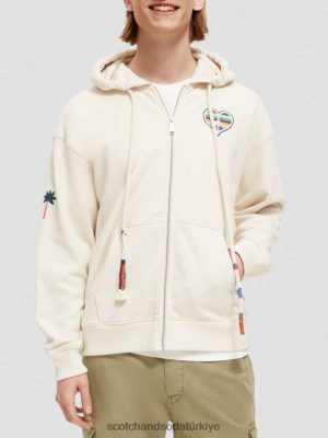 Scotch & Soda Türkiye | Scotch & Soda Recwork Hoodie'yi sevmek için doğdu kadınlar F4B4N221 ECRU
