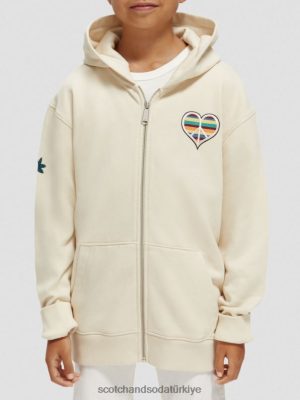 Scotch & Soda Türkiye | Scotch & Soda Recwork Hoodie'yi sevmek için doğdu çocuk F4B4N750 ECRU