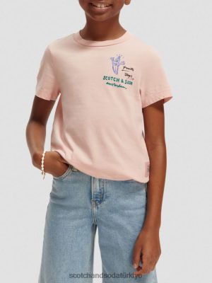 Scotch & Soda Türkiye | Scotch & Soda Sanat ve düğümlü etek organik pamuklu tişört çocuk F4B4N737 kızarmak