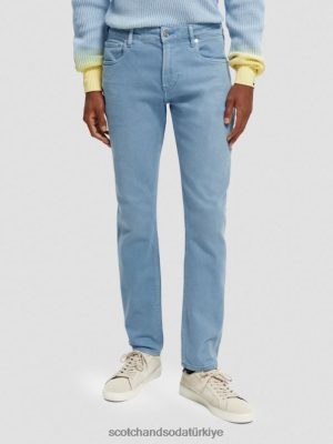 Scotch & Soda Türkiye | Scotch & Soda Skim Super Slim Fit giysi boyalı kot pantolon erkekler F4B4N581 mavi