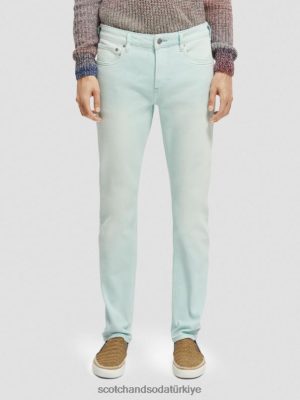 Scotch & Soda Türkiye | Scotch & Soda Skim Super Slim Fit giysi boyalı kot pantolon erkekler F4B4N583 nane