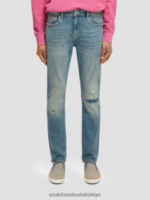 Scotch & Soda Türkiye | Scotch & Soda Skim Super-Slim Fit kot pantolon erkekler F4B4N585 Yeşil Rüya