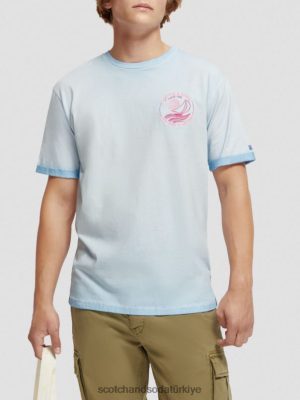 Scotch & Soda Türkiye | Scotch & Soda Soğuk boyalı sanat eseri tişört erkekler F4B4N378 deniz mavisi