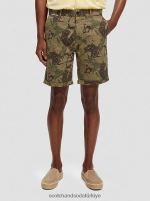 Scotch & Soda Türkiye | Scotch & Soda Stuart baskılı chino şort erkekler F4B4N622 Camo Floral Aop