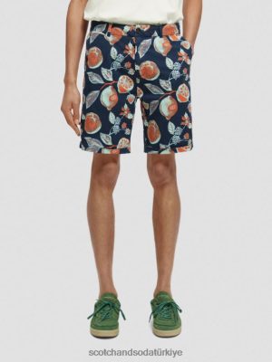 Scotch & Soda Türkiye | Scotch & Soda Stuart baskılı chino şort erkekler F4B4N624 Donanma Meyveleri Aop