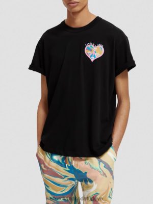 Scotch & Soda Türkiye | Scotch & Soda T-shirt'i sevmek için doğdu kadınlar F4B4N122 siyah
