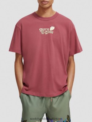 Scotch & Soda Türkiye | Scotch & Soda T-shirt'i sevmek için doğdu kadınlar F4B4N123 bordo