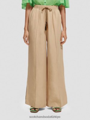 Scotch & Soda Türkiye | Scotch & Soda Umut yüksek katlı geniş bacak pantolonları kadınlar F4B4N163 yumuşak kum