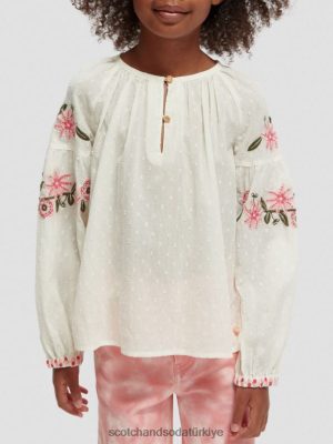 Scotch & Soda Türkiye | Scotch & Soda Uzun kollu çiçek işlemeli gömlek çocuk F4B4N739 vanilyalı buz