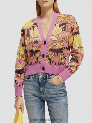 Scotch & Soda Türkiye | Scotch & Soda V-Neck Jacquard hırka kadınlar F4B4N129 orkide pembesi