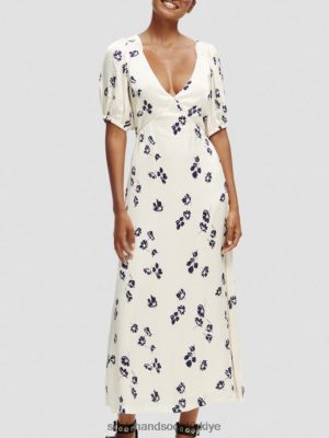Scotch & Soda Türkiye | Scotch & Soda V yaka açık geri maxi elbise kadınlar F4B4N2 laleler