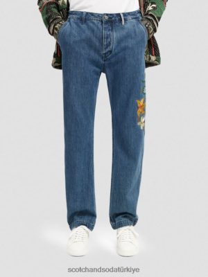 Scotch & Soda Türkiye | Scotch & Soda Verve düz bacak işlemeli iş kıyafeti denimleri erkekler F4B4N586 kum
