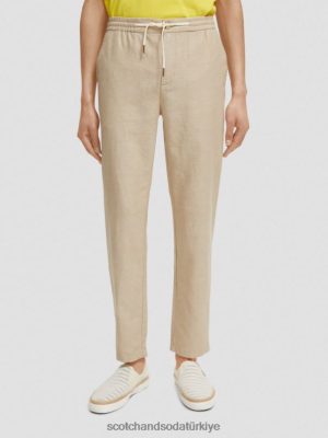 Scotch & Soda Türkiye | Scotch & Soda Warren düz bacak keten karıştırılmış jogger erkekler F4B4N473 kum