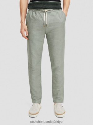 Scotch & Soda Türkiye | Scotch & Soda Warren düz bacak keten karıştırılmış jogger erkekler F4B4N474 ordu