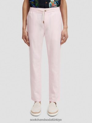 Scotch & Soda Türkiye | Scotch & Soda Warren düz bacak keten karıştırılmış jogger erkekler F4B4N476 gül