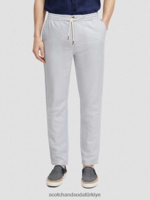 Scotch & Soda Türkiye | Scotch & Soda Warren düz bacak keten karıştırılmış jogger erkekler F4B4N477 açık gri