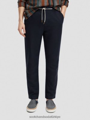 Scotch & Soda Türkiye | Scotch & Soda Warren düz bacak keten karıştırılmış jogger erkekler F4B4N478 deniz