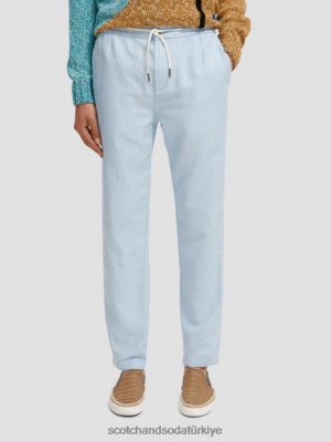 Scotch & Soda Türkiye | Scotch & Soda Warren düz bacak keten karıştırılmış jogger erkekler F4B4N481 gökyüzü