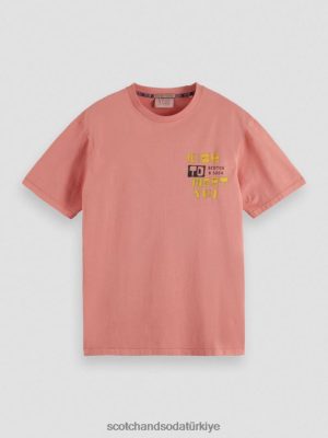 Scotch & Soda Türkiye | Scotch & Soda Yıkanmış sanat eseri tişört erkekler F4B4N448 flamingo