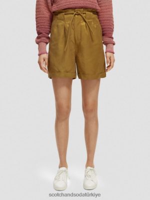 Scotch & Soda Türkiye | Scotch & Soda Yüksek katlı mini uzunluğunda şort kadınlar F4B4N232 hindistancevizi kabuğu